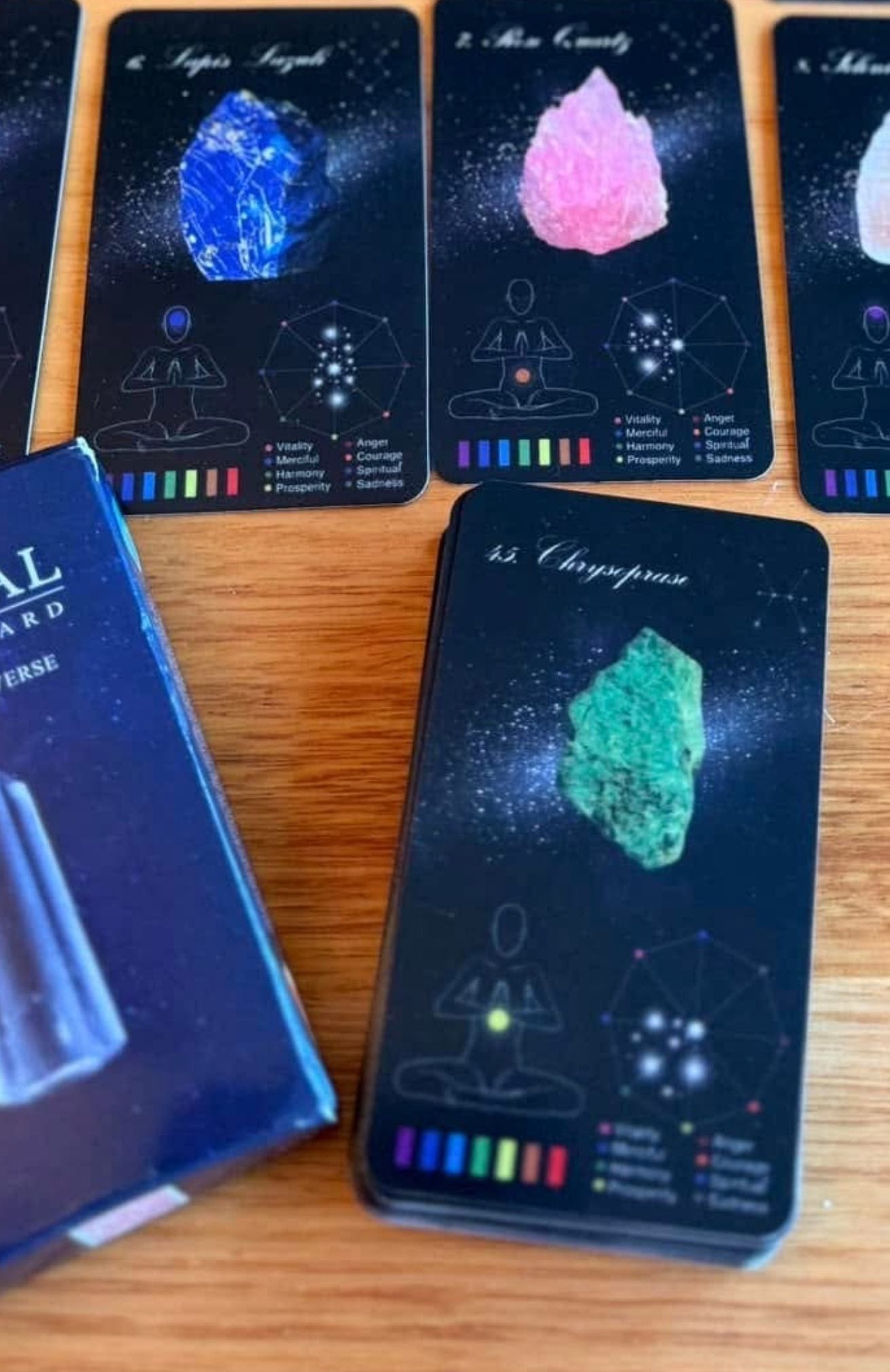 Celestial Crystals Oracle Deck – 60-Card Chakra (48) Cosmos (12) Divination Set