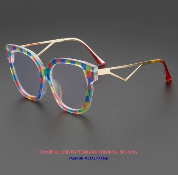 Bohemian Chic Large Square Metal Frame Women's Fashion Glasses – Modern Elegance with a Geometric Twist