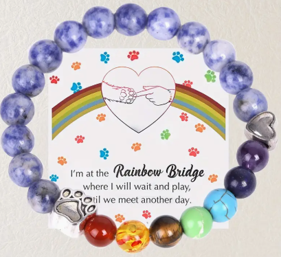ohemian Style Natural Stone Bracelet with Heart & Paw Charms