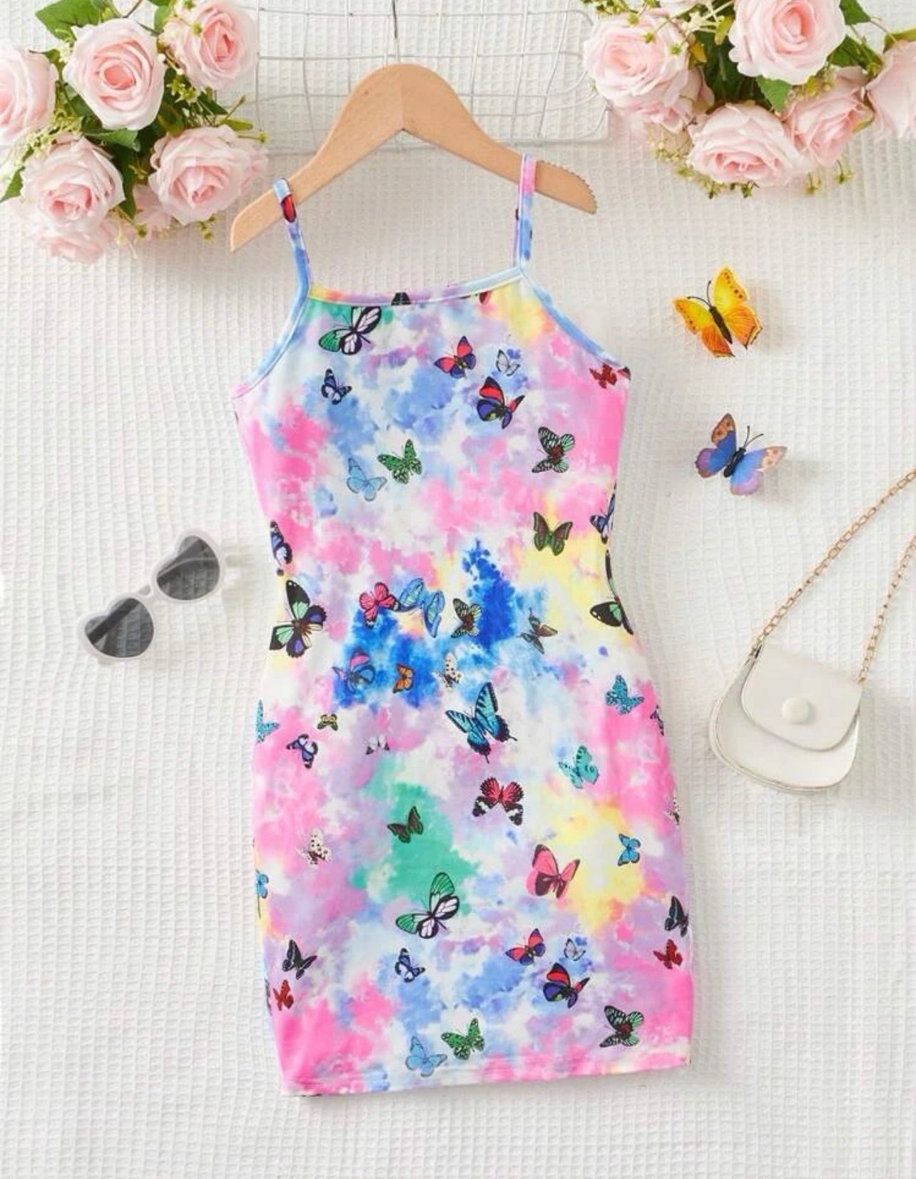 Girls Butterfly Print Tie Dye