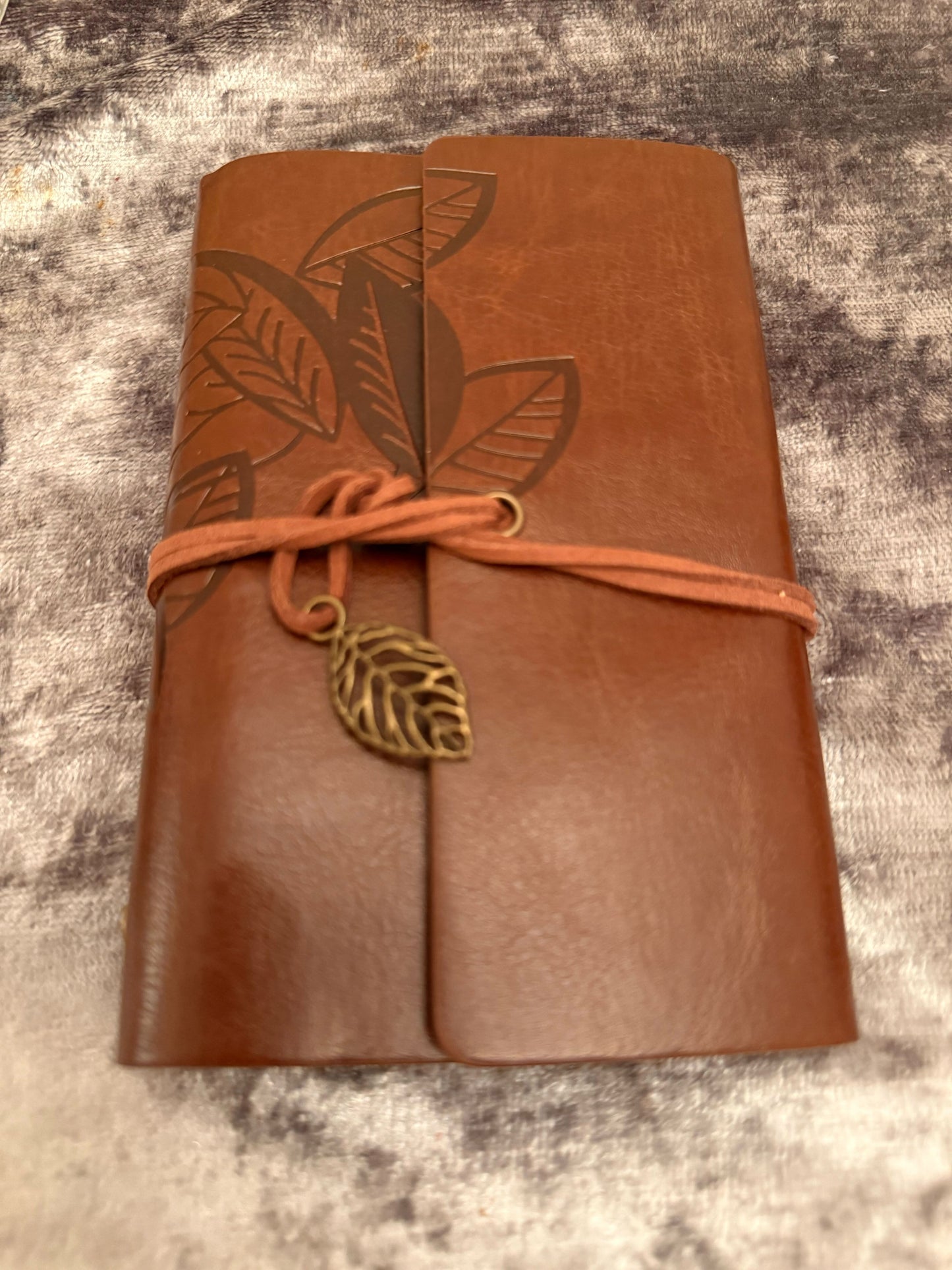 Vintage Leaf-Inspired Faux Leather Journal