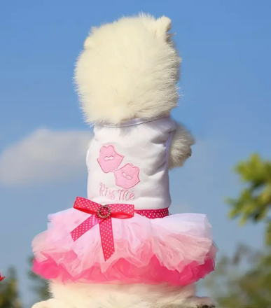 ๐Chic Pink Kiss Me Lips - tulle dog dress๐