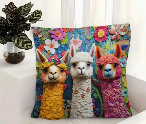 Embrace Gentle Wisdom - Alpaca Trio Decorative Pillowcase - Bring Harmony Home! 🦙