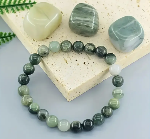 ✨ Unique & Earthy: Natural Serpentine Stone Bracelet. ✨
