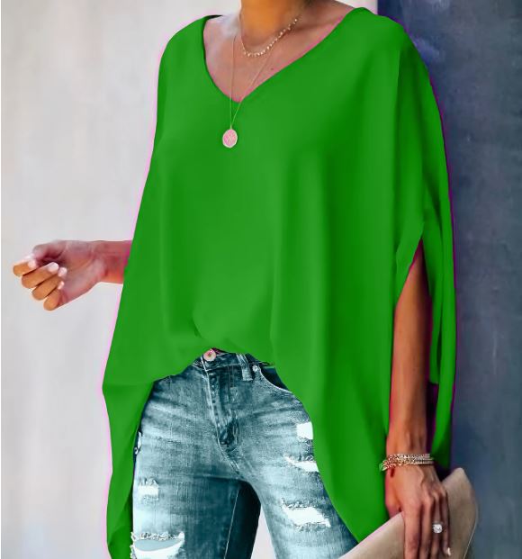 Women's V-Neck Short Sleeve Blouse