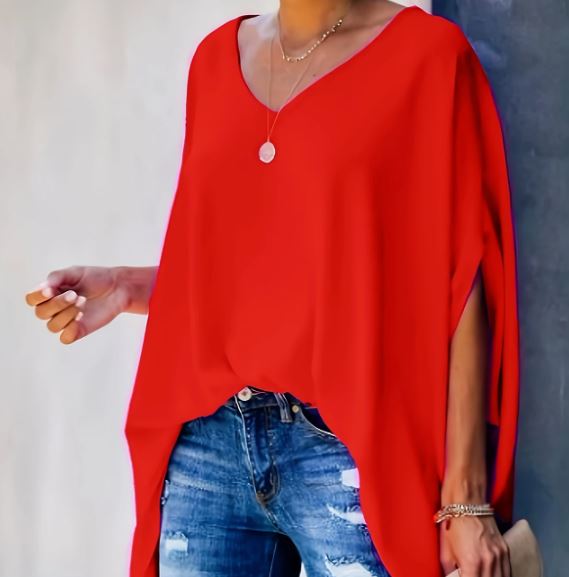 Women's V-Neck Short Sleeve Blouse