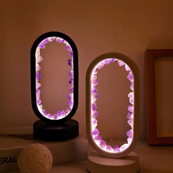 ✨ Amethyst Raw Stone LED Bedside Lamp ✨