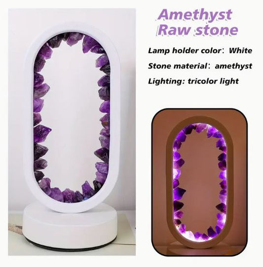 โจ Amethyst Raw Stone LED Bedside Lamp โจ