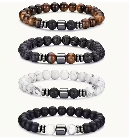 π₯β¨ Unleash Your Style with Our Matte Black Agate & Lava Bead Bracelet! β¨π₯