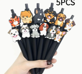 5pcs Cheerful Dog Pattern Sticker Pens