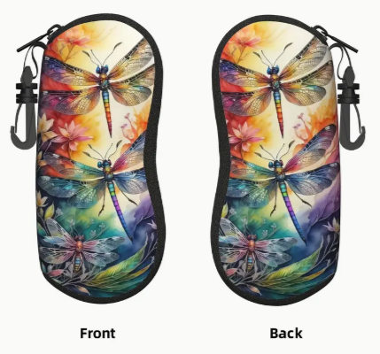 Dragonfly Art Neoprene Glasses Case with Zipper