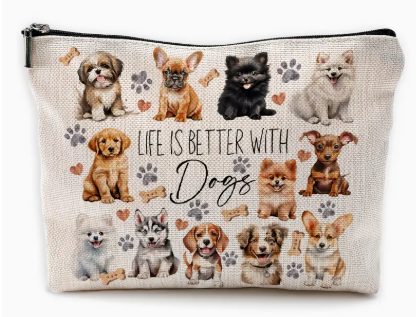 ๐พโจ 1pc "Life Is Better with Dogs" Cosmetic Bag ๐ถ๐