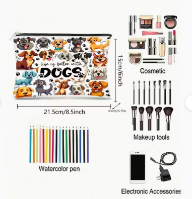 ๐พโจ 1pc "Life Is Better with Dogs" Cosmetic Bag ๐ถ๐