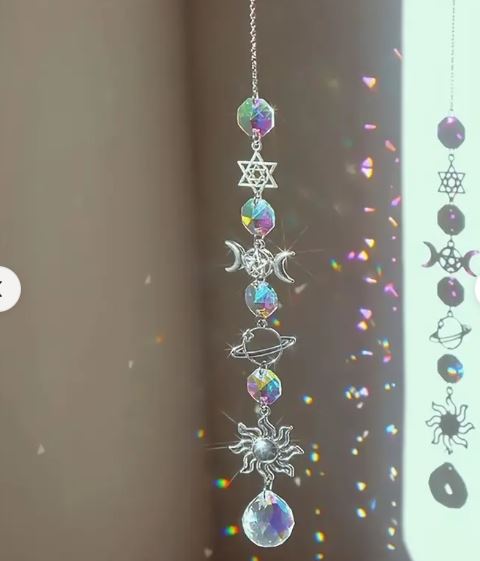 Crystal Moon & Sun Wind Chime – A Celestial Symphony of Light & Sound ✨🌙☀️