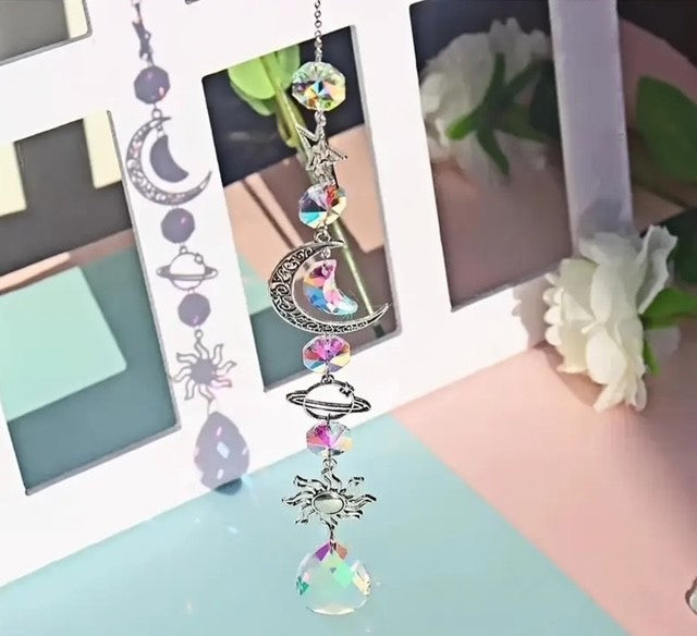 Crystal Moon & Sun Wind Chime – A Celestial Symphony of Light & Sound ✨🌙☀️