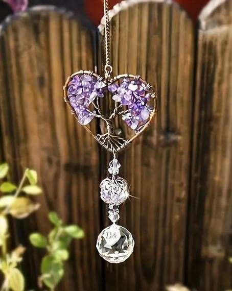 Illuminate Your Space with the Enchanting Purple Crystal Suncatcher ✨💜