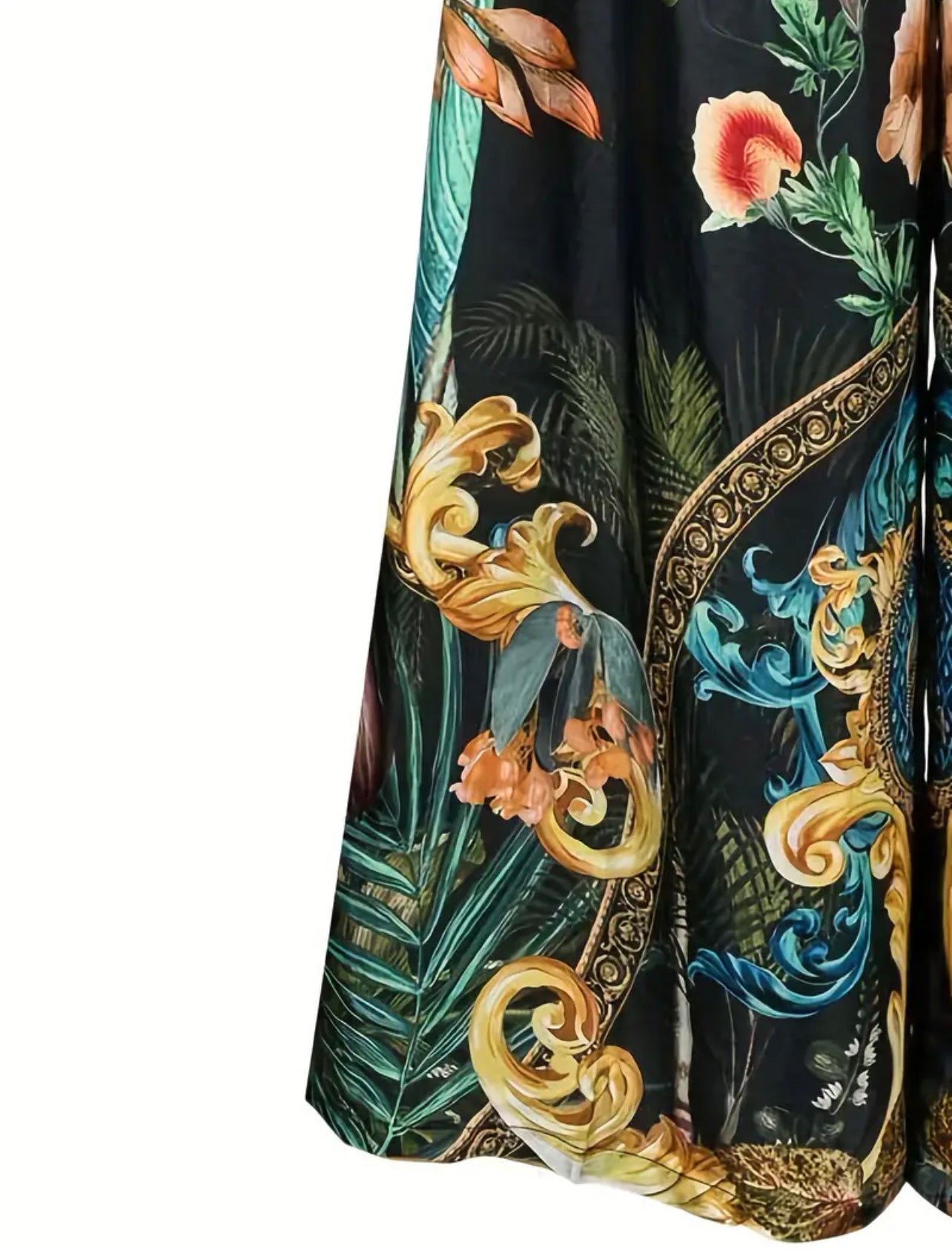 Two-piece Set, Casual Button Front Long Sleeve Shirt & Wide Leg Pants Outfits