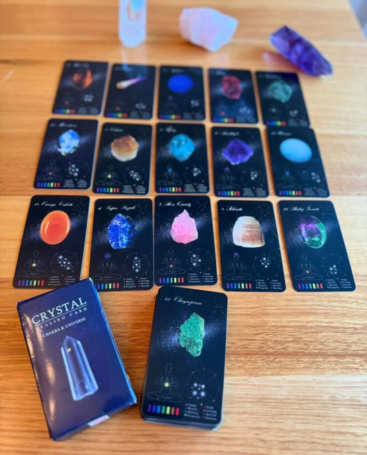 Celestial Crystals Oracle Deck – 60-Card Chakra (48) Cosmos (12) Divination Set