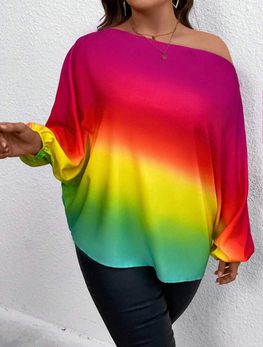 Lune Ombre batwing sleeve blouse (Rainbow)