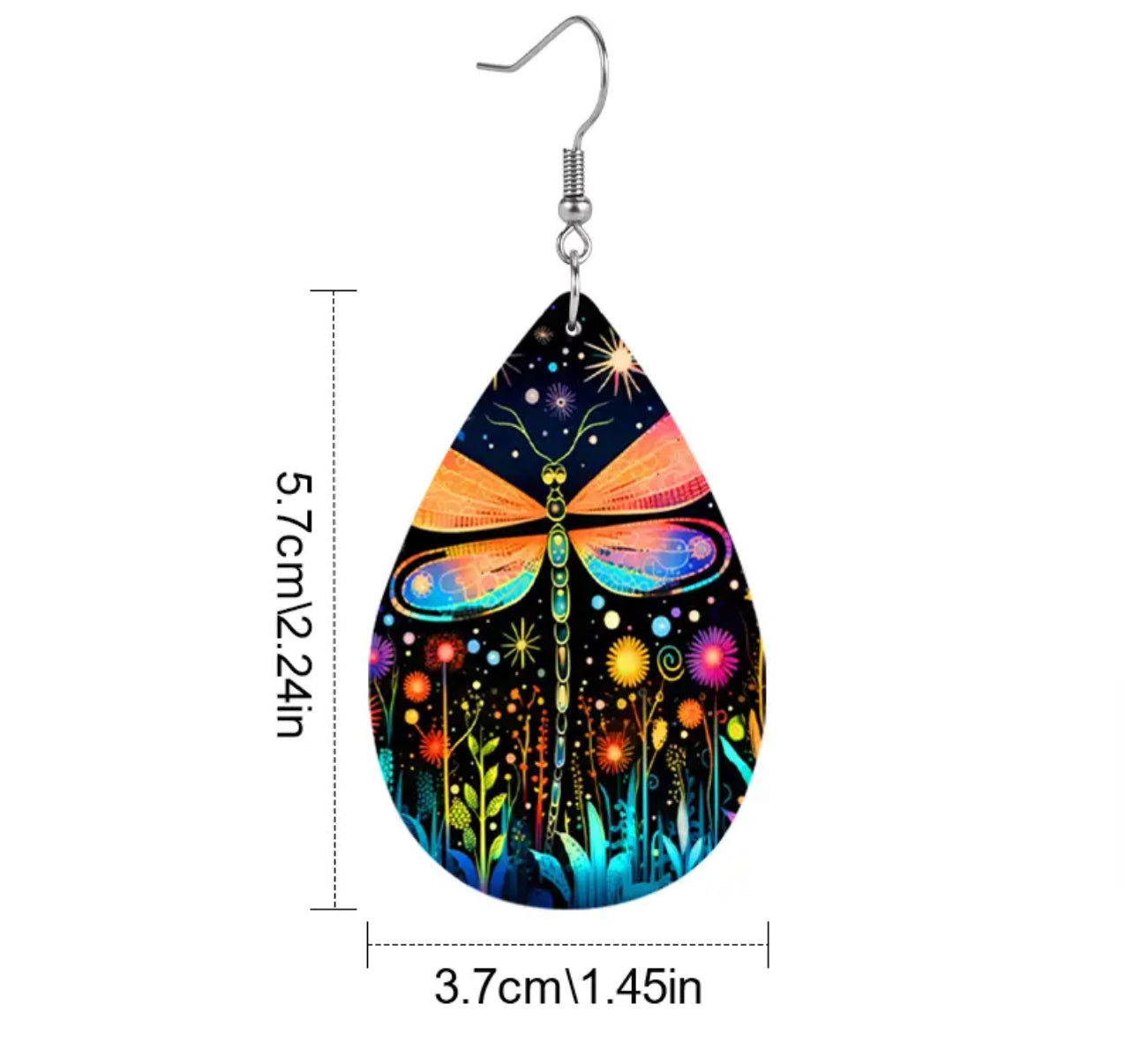 ✨Dazzle and Delight: Introducing Our Colourful Starry Sky Flower Dragonfly Leather Earrings!✨