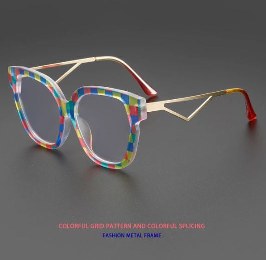 Bohemian Chic Large Square Metal Frame Women's Fashion Glasses – Modern Elegance with a Geometric Twist