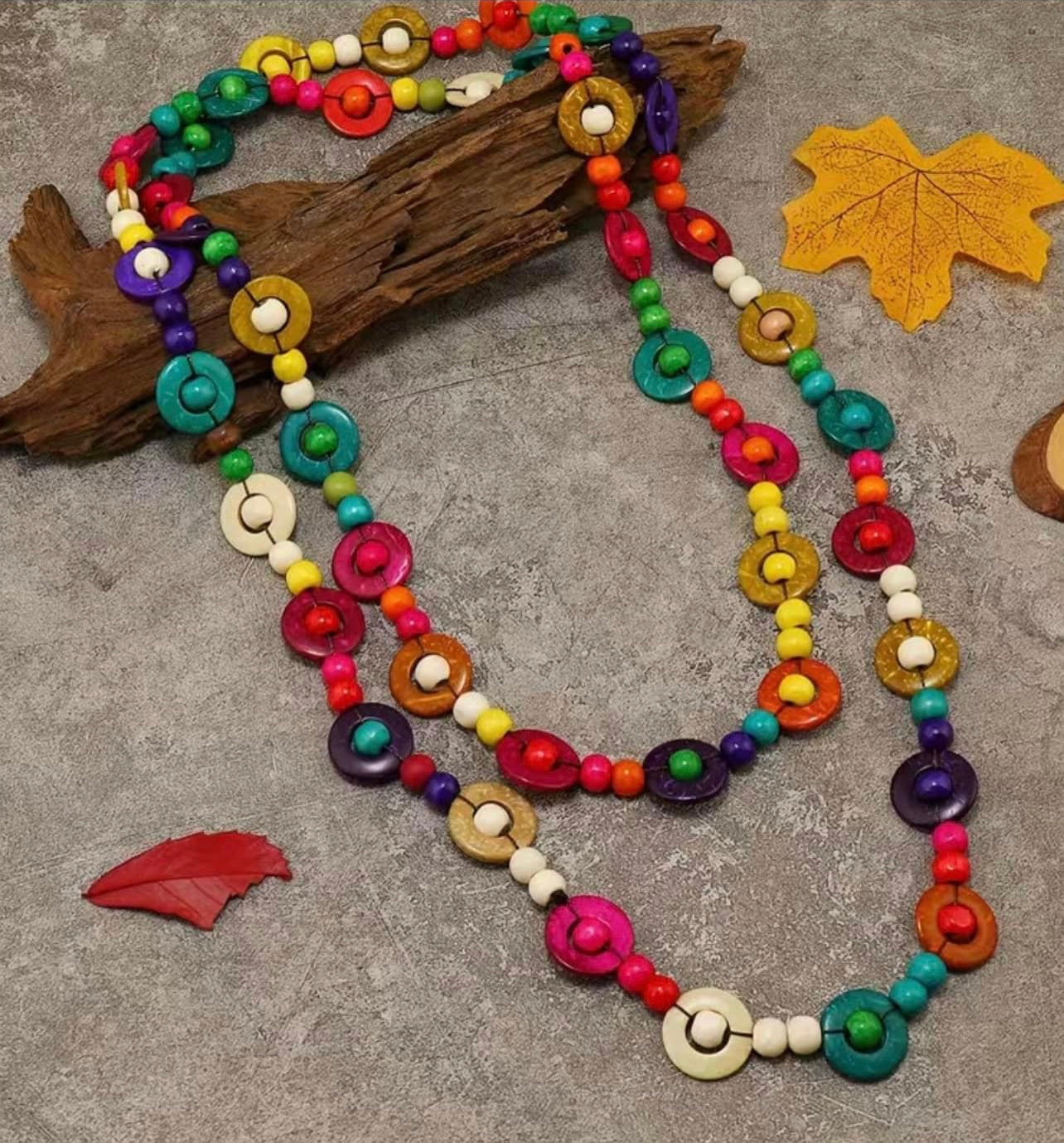 🥥Embrace Earthy Elegance: Discover Our Bohemian Ethnic Style Retro Wooden Beads Handmade Coconut Shell Necklace!🥥🍂