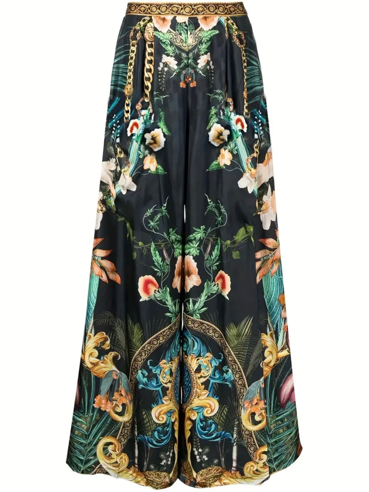 Two-piece Set, Casual Button Front Long Sleeve Shirt & Wide Leg Pants Outfits