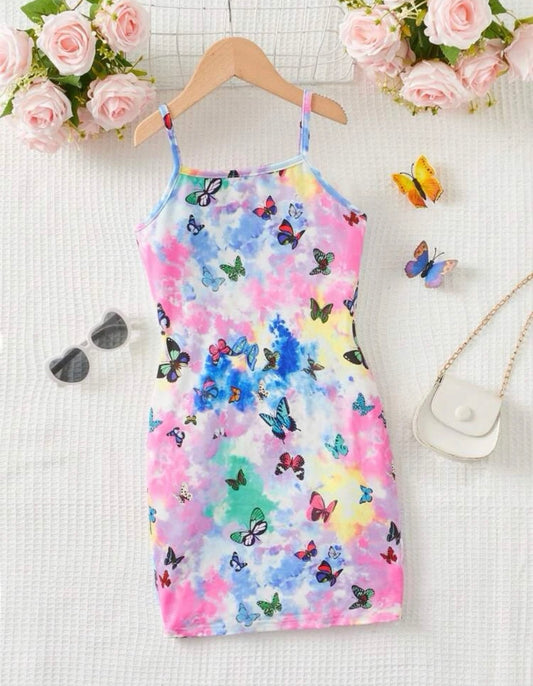 Girls Butterfly Print Tie Dye