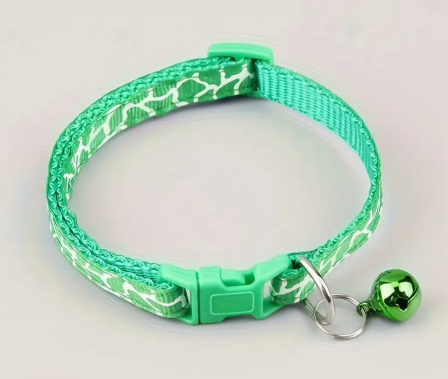Polyester Dog Cat Collar with Bell, striped pattern