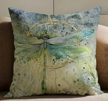 Enhance your home décor with our beautiful 2pcs Green Field Dragonfly Pillowcases!