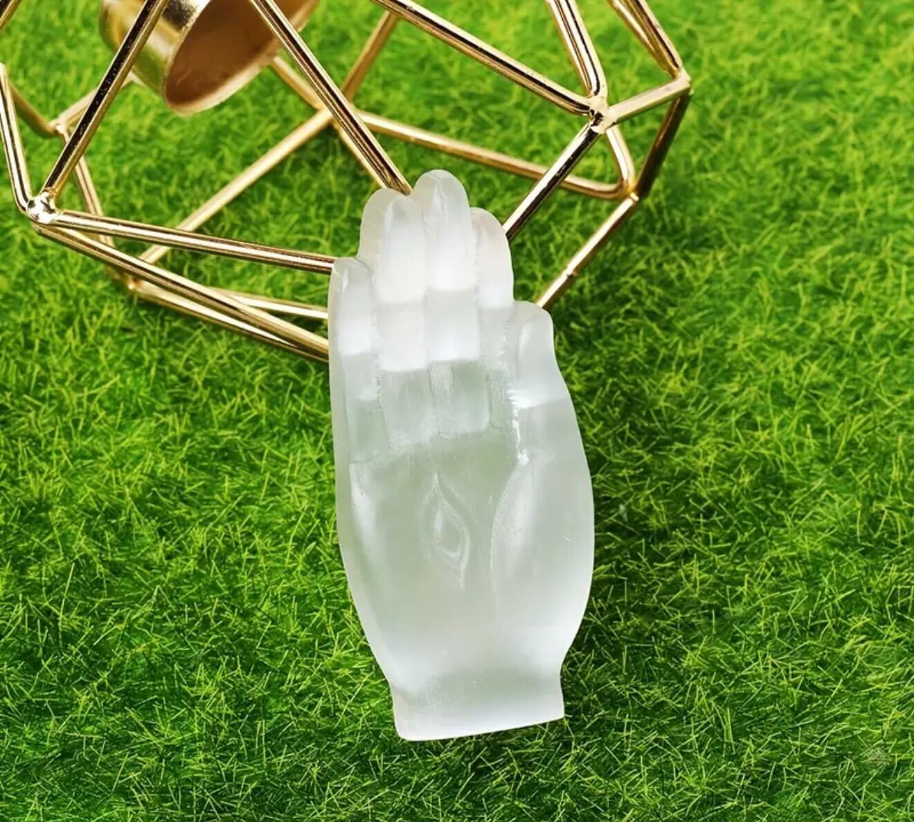 Natural Selenite Buddha Hand – Carved Crystal of Peace & Protection
