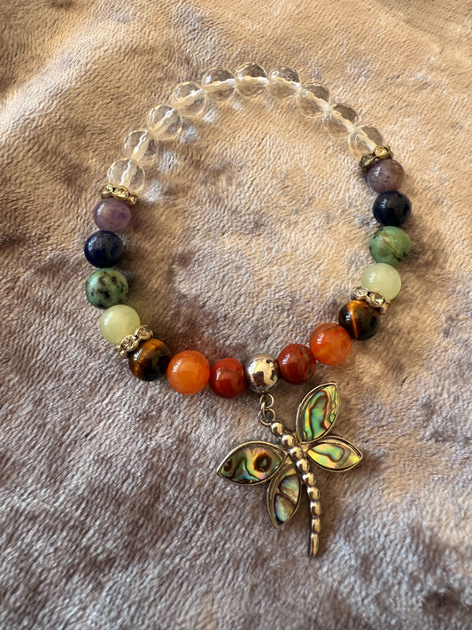 Chakra Energy Bracelet with Dragonfly Charm 💜💙💚💛🧡❤️