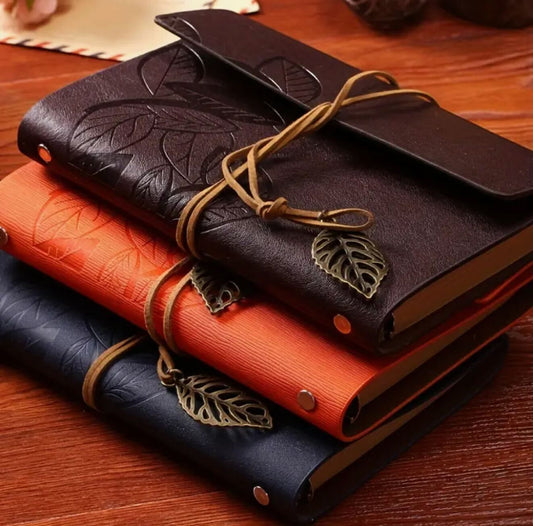 Vintage Leaf-Inspired Faux Leather Journal