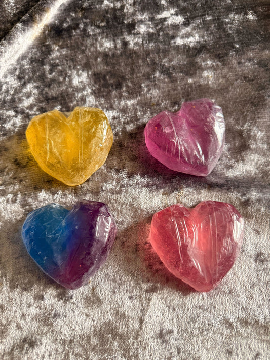 4-Pack Handmade Heart-Shaped Soap Set – Floral Scented with Golden Foil Accents