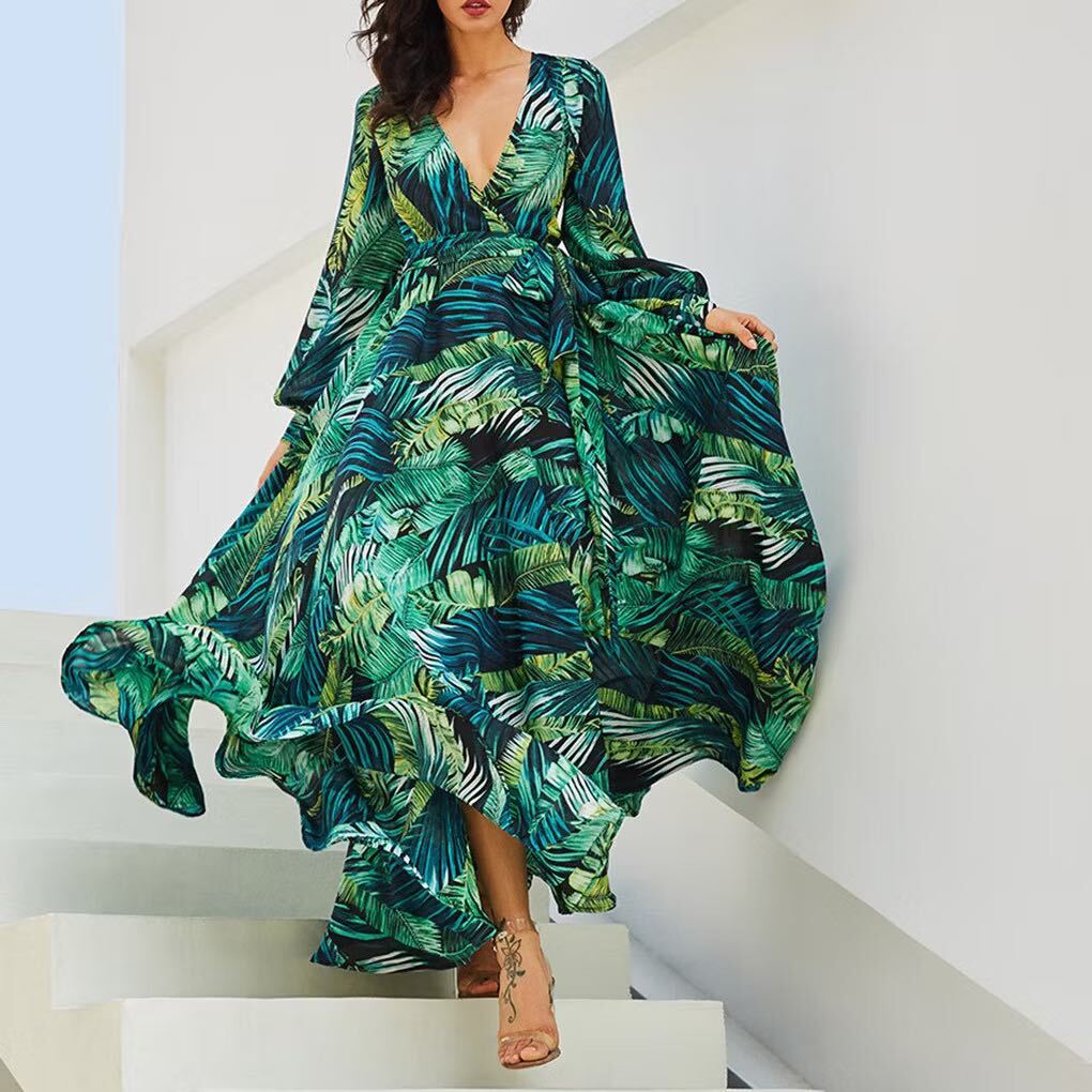 Refresh your wardrobe with our charming Green Floral Leaf Dress—lightweight, feminine, and perfect for the season!