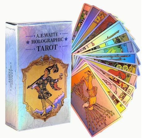 Classic Rider-Waite Tarot Card Game With Holographic Flash Cards