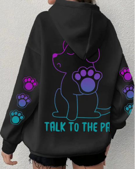 🐾🐶Talk to the Paw - Casual Dog Print Hoodie just for you 🐶🐾