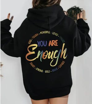✨ Women’s Plus Size Motivational Hoodie – “You Are Enough” ✨