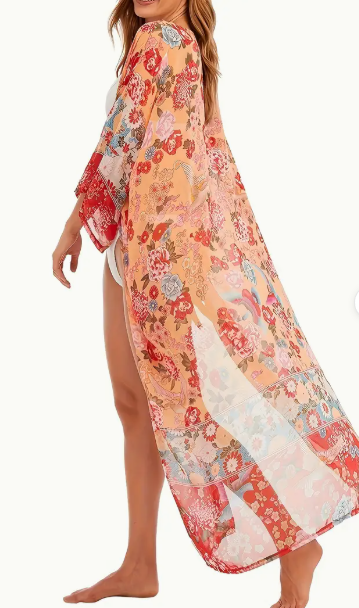 Embrace Summer Style! ☀️ Bohemian Floral Print V-Neck Beach Cover-Up