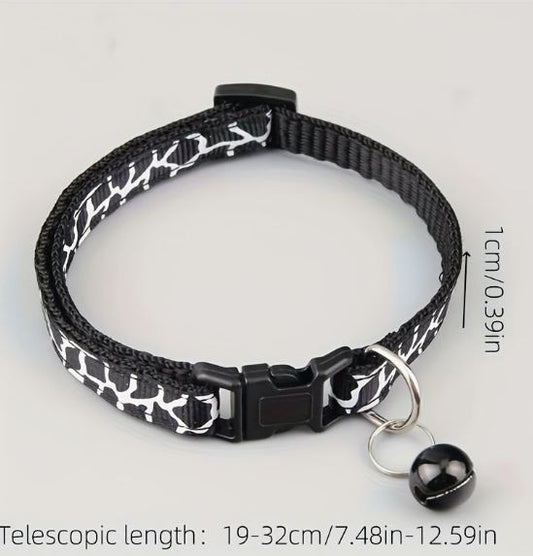 Polyester Dog Cat Collar with Bell, striped pattern