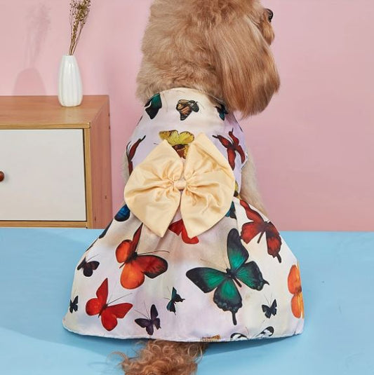 🦋Cute Butterfly Pattern Dog Dress, small dogs🦋