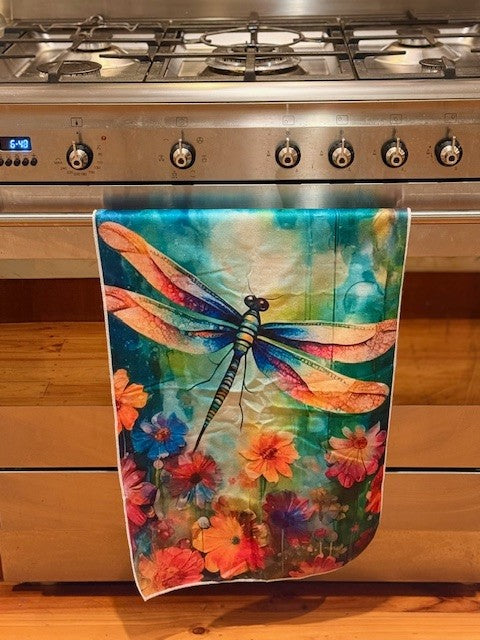 Invite Transformation and Joy into Your Sacred Space with Dragonfly Tea Towel