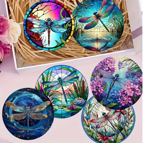 Embrace Change, Protect Your Space: Dragonfly Coaster Set of 6.