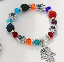 ✨ Vintage Style Evil Eye & Hamsa Hand Charm Bracelet – 8 available✨