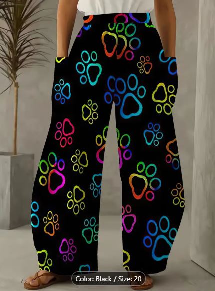 Colourful Polyester Women's Wide-Leg Pants