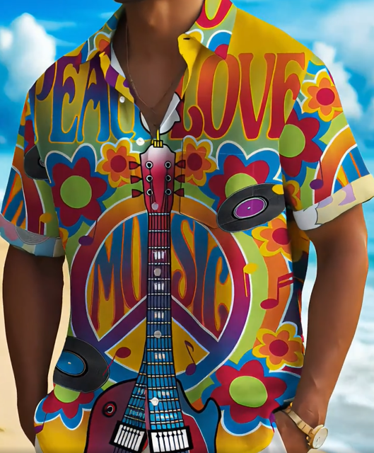 Retro Musical Pattern 3D Digital Print