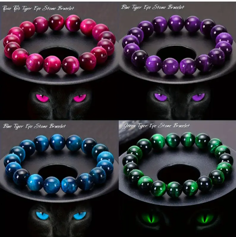 ✨ Color your style with elegance! ✨ 8mm Tiger Eye Bracelets in Rose Red, Purple, Blue & Green – the perfect gift for you or someone special. 💎💫